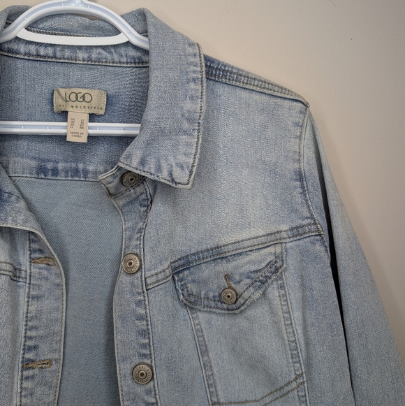 Logo Lori Goldstein Women's Shirt Jacket Sz 12 Denim w Frayed Hem Blue A587517 - Picture 6 of 10